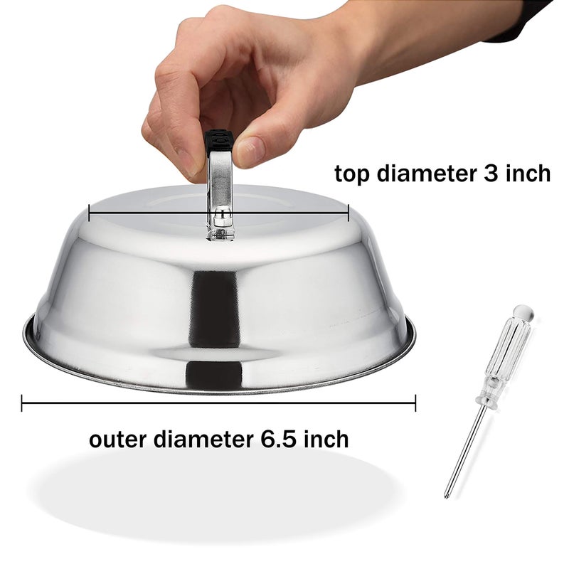 HaSteeL 6.5In Cheese Melting Dome, Stainless Steel Small Round Basting Steaming Cover, Heavy Duty Griddle Grill Accessories for Kitchen Cooking Flat Top BBQ Indoor & Outdoor, Dishwasher Safe - 4 Packs - Image 2